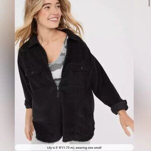 Aerie Offline Black Oversized Corduroy Pullover Women's Large